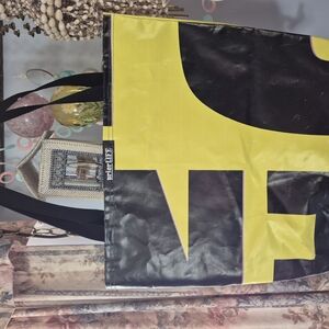 Recycled Billboard Yellow and Black Tote Bag. Wisewomen. Prior Life Brand.